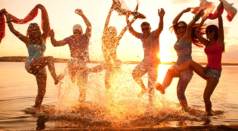 crowd at beach