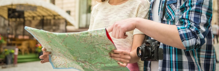 Tourists reading a map