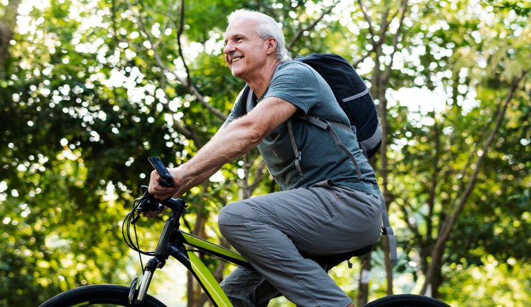 Man riding bike